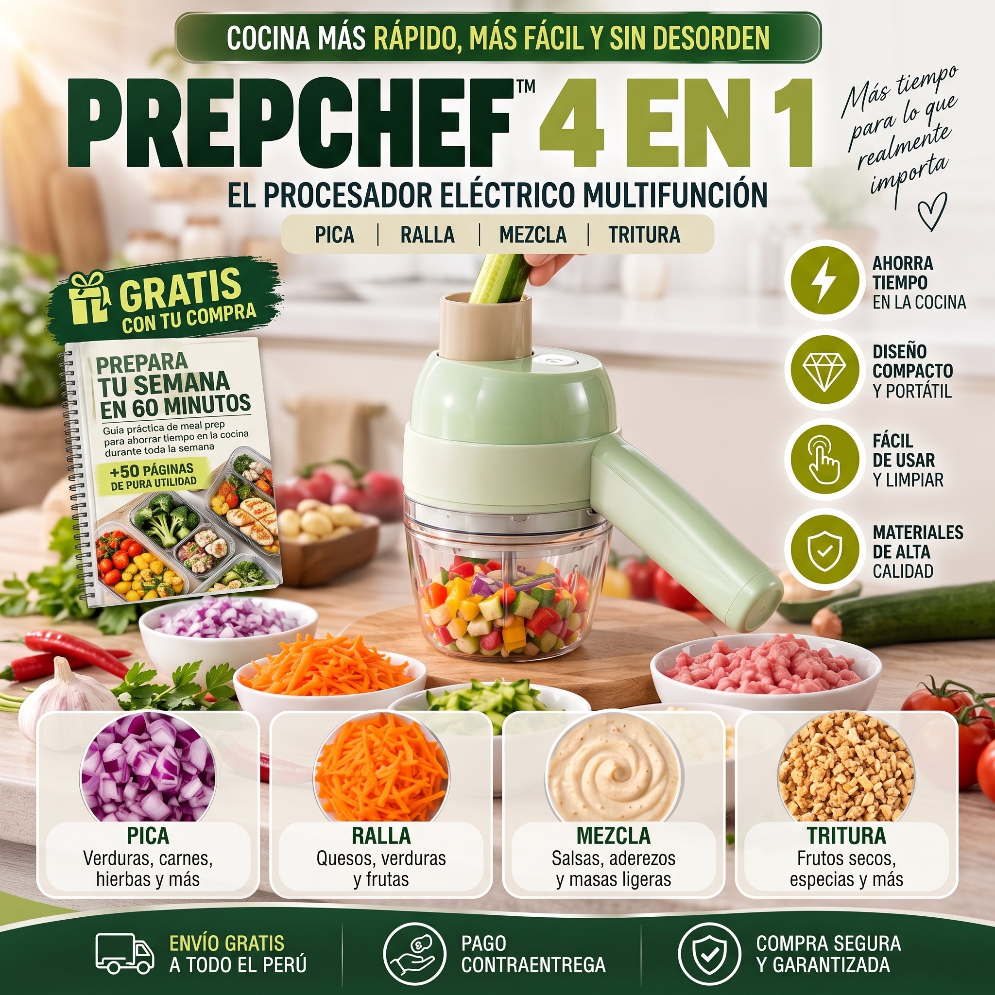 PrepChef 4 en 1 - Procesador Eléctrico + Ebook Gratis