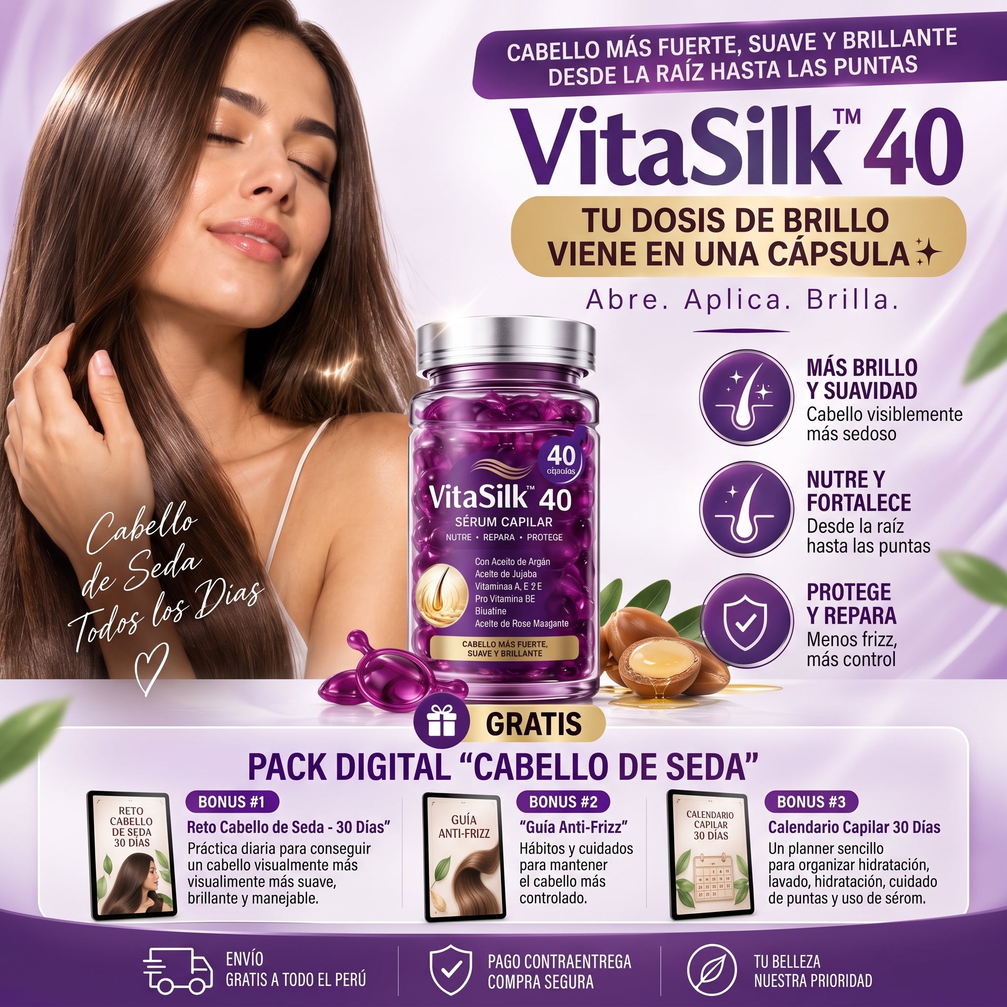 VitaSilk™ 40 - Sérum Capilar en Cápsulas Reparadoras
