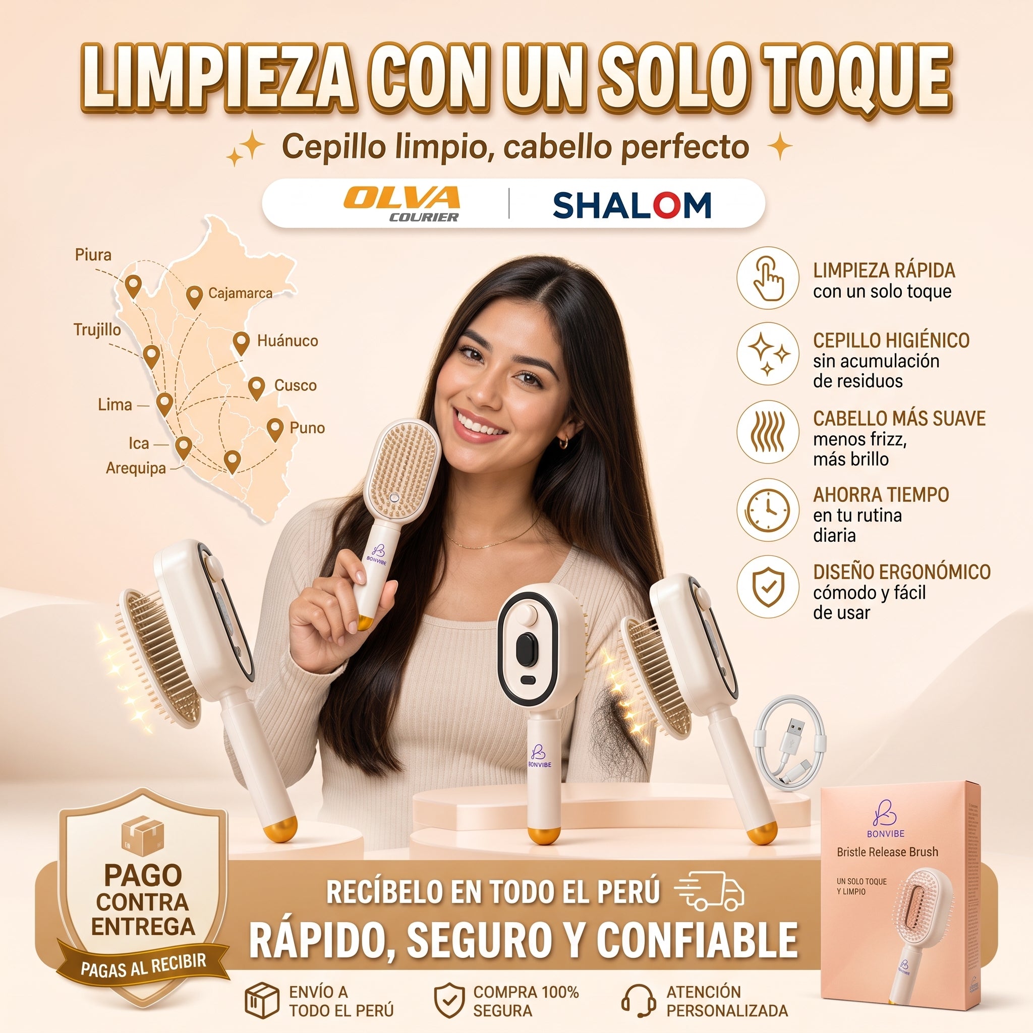 Cepillo Bonvibe Autolimpiante - Un Solo Toque