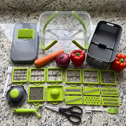 Cortador de Verduras Profesional 22 en 1 + Tijera de Cocina de REGALO