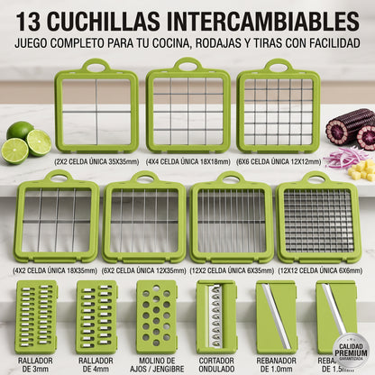 Cortador de Verduras Profesional 22 en 1 + Tijera de Cocina de REGALO