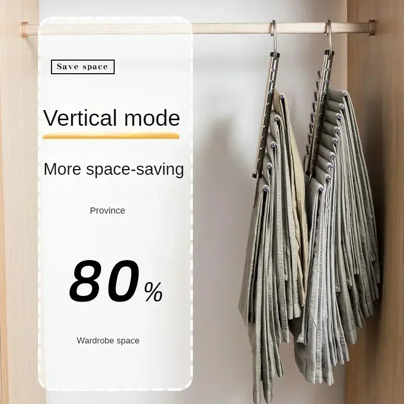 Folding Magic Pants Hangers 5/9layers Stainless Steel Space Saving Clothes Rack Organizer For Wardrobe Trousers Jeans Scarf