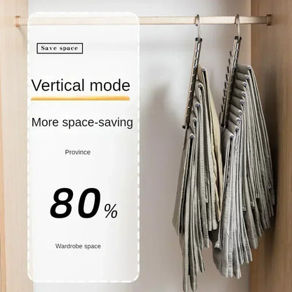 Folding Magic Pants Hangers 5/9layers Stainless Steel Space Saving Clothes Rack Organizer For Wardrobe Trousers Jeans Scarf