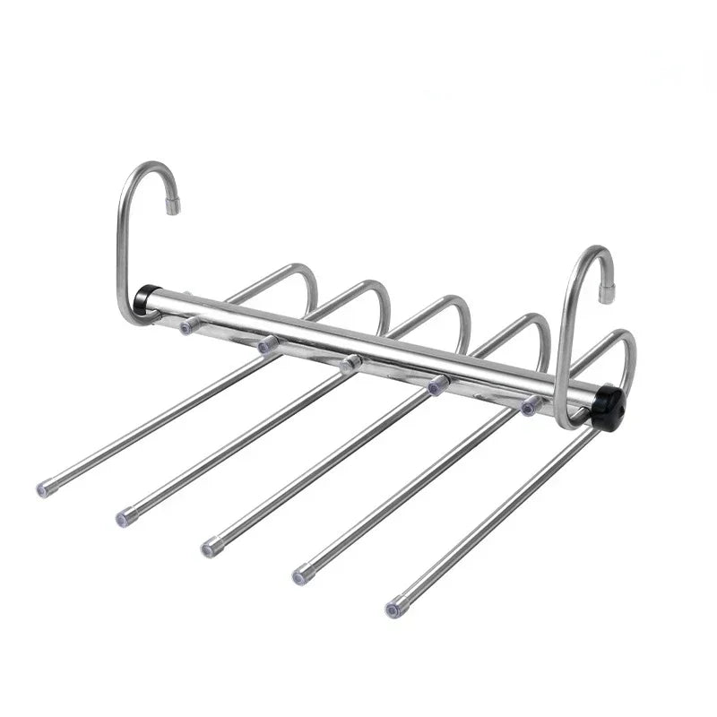 Folding Magic Pants Hangers 5/9layers Stainless Steel Space Saving Clothes Rack Organizer For Wardrobe Trousers Jeans Scarf