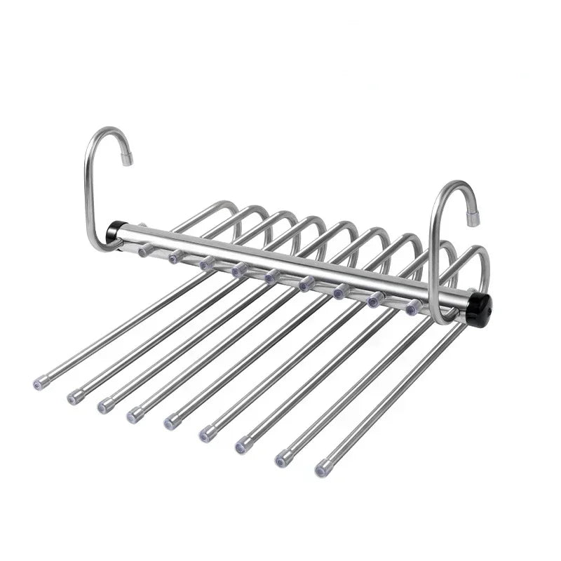 Folding Magic Pants Hangers 5/9layers Stainless Steel Space Saving Clothes Rack Organizer For Wardrobe Trousers Jeans Scarf