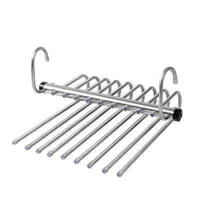 Folding Magic Pants Hangers 5/9layers Stainless Steel Space Saving Clothes Rack Organizer For Wardrobe Trousers Jeans Scarf