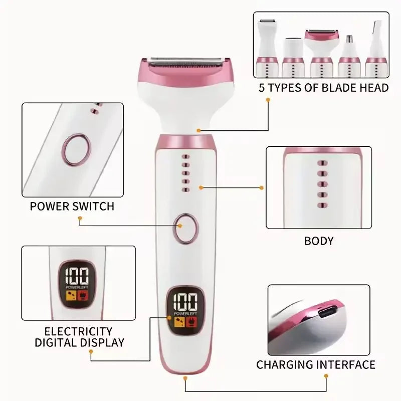 AVIA: Depiladora Profesional 5 en 1 con Pantalla LED Inteligente.