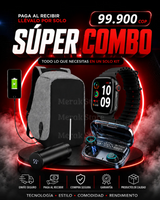 Super Combo Maletin Antirrobo Con Carga + Termo Digital + Reloj inteligente T500
