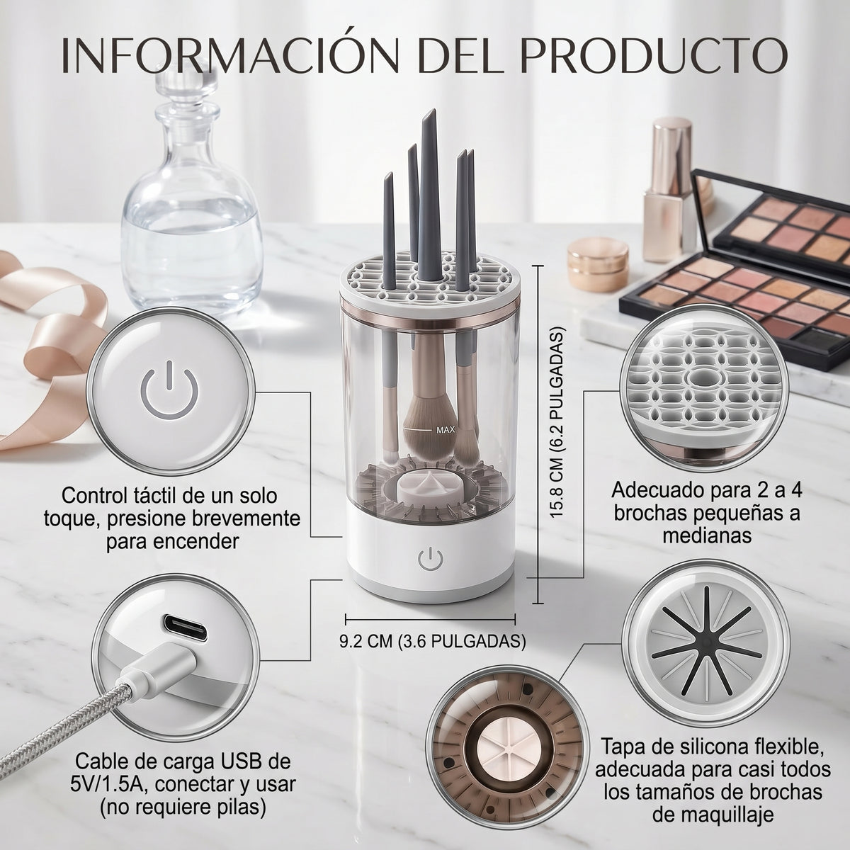 LUXIA: Estación de Limpieza Automática para Maquillaje 2 en 1.