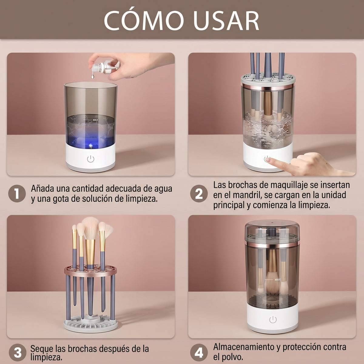 LUXIA: Estación de Limpieza Automática para Maquillaje 2 en 1.