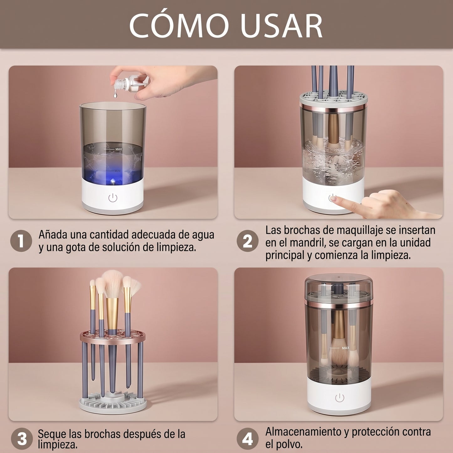 LUXIA: Estación de Limpieza Automática para Maquillaje 2 en 1.