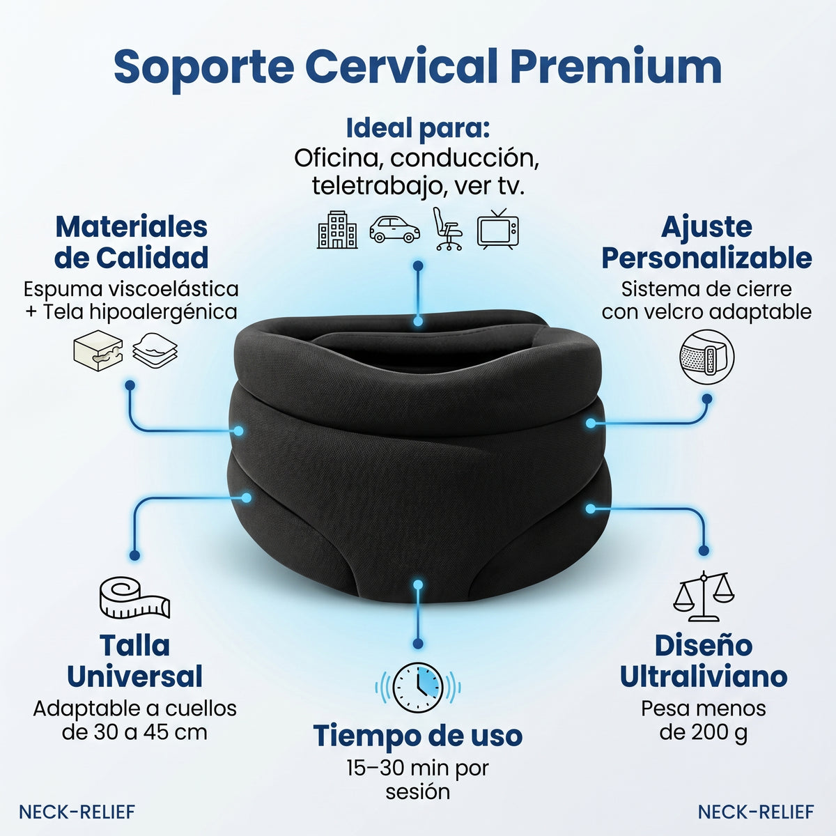 ALIVEX: Soporte Cervical Anatómico Premium. Elimina el dolor de cuello y la rigidez en solo 15 minutos