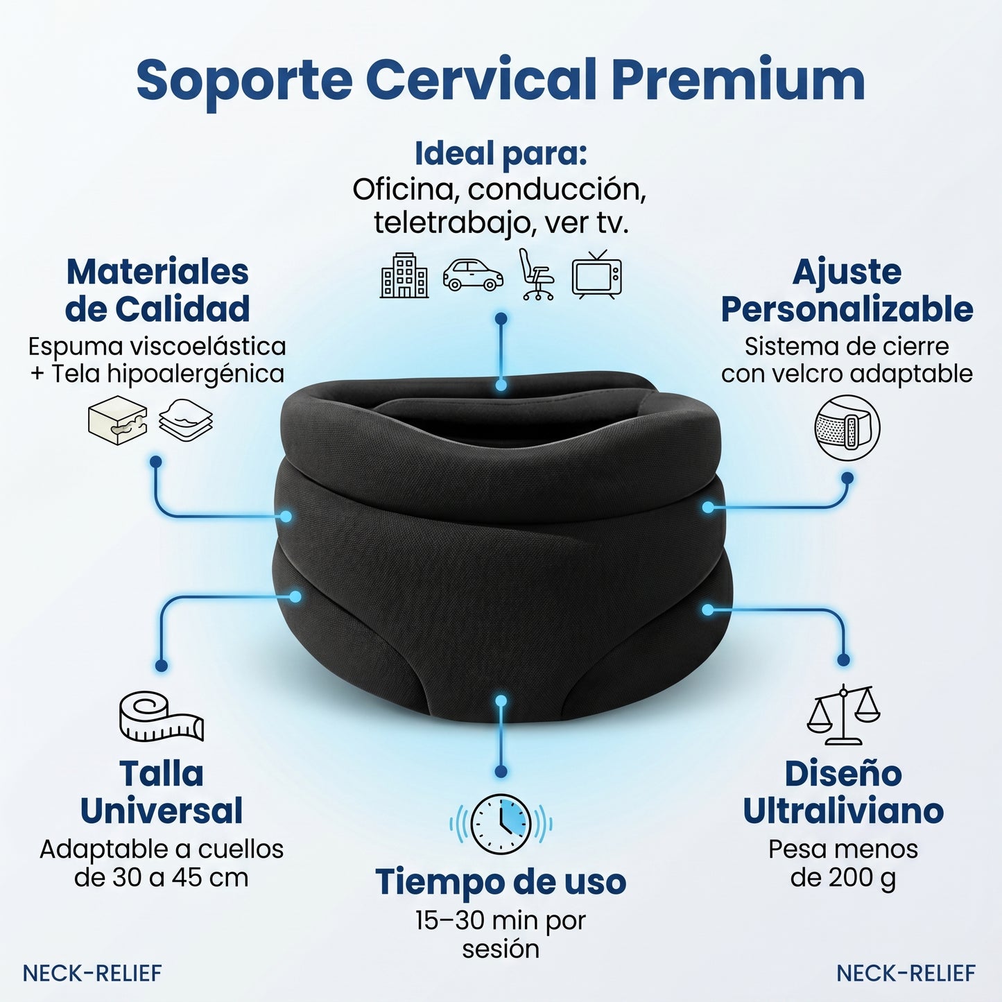 ALIVEX: Soporte Cervical Anatómico Premium. Elimina el dolor de cuello y la rigidez en solo 15 minutos