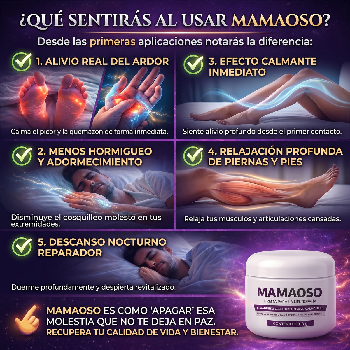 MAMAOSO: Despídete del Ardor y el Hormigueo. Recupera la Sensibilidad y la Fuerza en tus Extremidades.