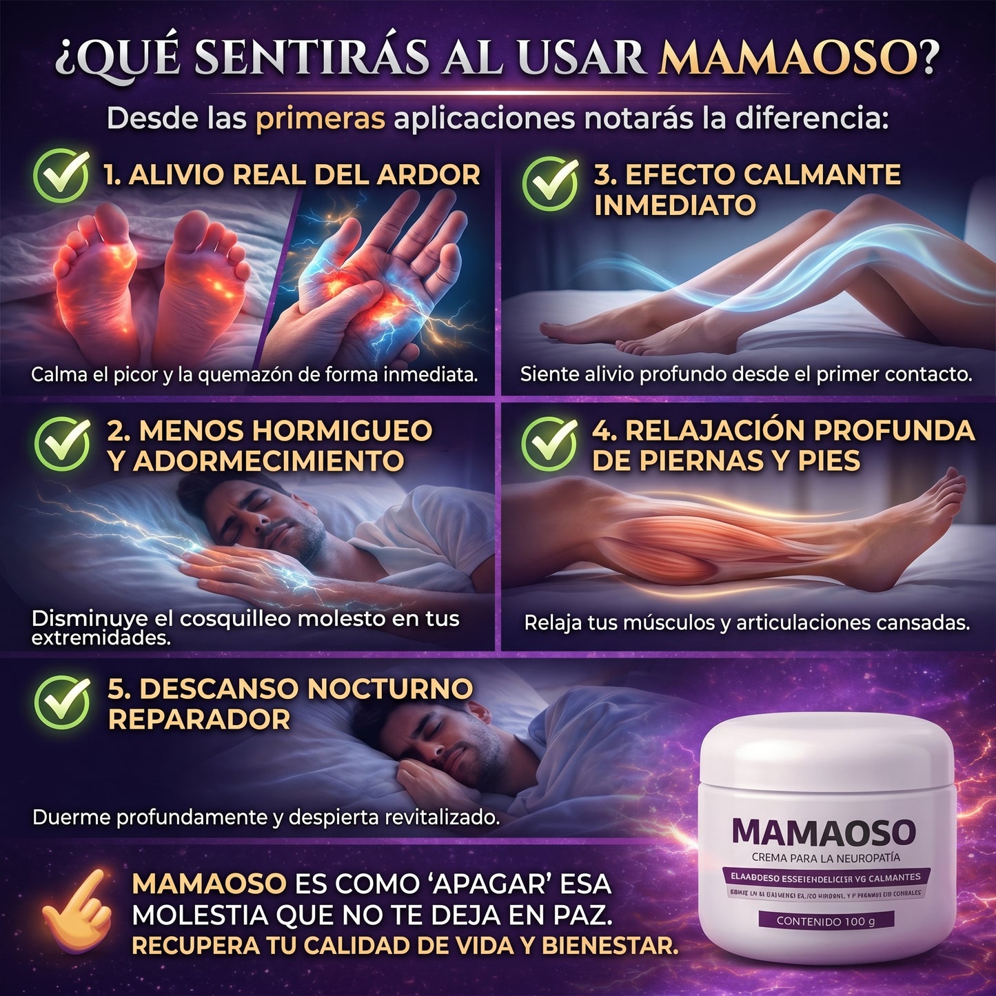MAMAOSO: Despídete del Ardor y el Hormigueo. Recupera la Sensibilidad y la Fuerza en tus Extremidades.
